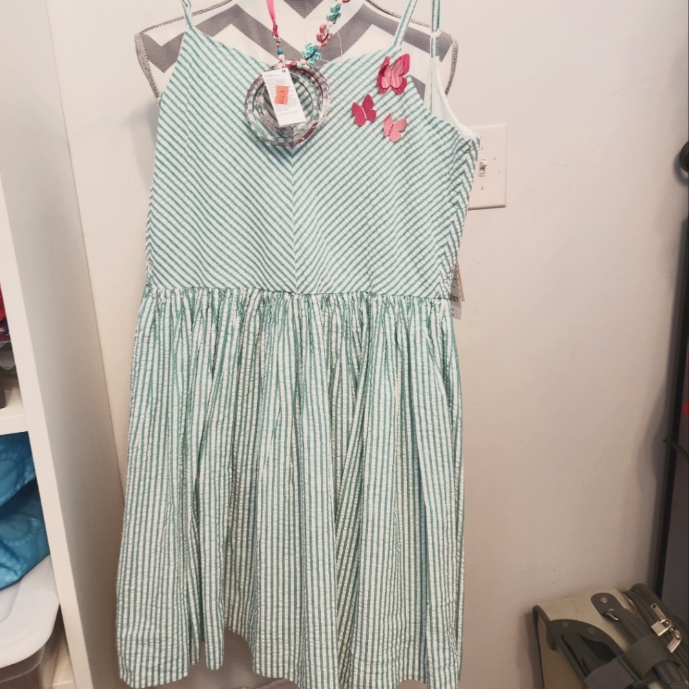 Gymboree Seersucker Dress and Matching Jewelry